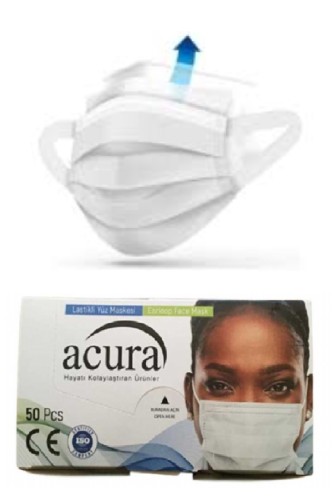Kullan At Market - Acura 3 Katlı Meltblown Cerrahi Maske Beyaz 50li