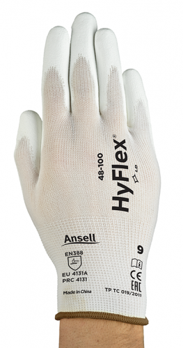 Ansell- - Ansell- HYFLEX® 48-100 Beyaz Tam Kaplı Sensilite Poliüretan Kaplı Hassas İş Eldiveni (Çift-9)