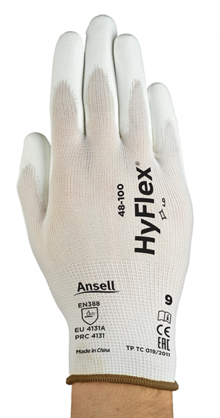 Ansell- HYFLEX® 48-100 Beyaz Tam Kaplı Sensilite Poliüretan Kaplı Hassas İş Eldiveni (Çift-9)