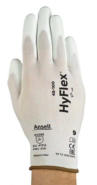 Ansell- HYFLEX® 48-100 Beyaz Tam Kaplı Sensilite Poliüretan Kaplı Hassas İş Eldiveni (Çift-10