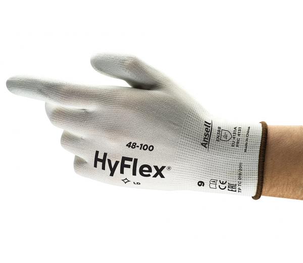 Ansell- HYFLEX® 48-100 Beyaz Tam Kaplı Sensilite Poliüretan Kaplı Hassas İş Eldiveni (Çift-6)