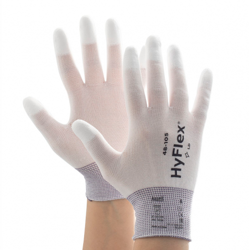 Ansell- HYFLEX® 48-105 Beyaz Parmak Uçları Kaplı Sensilite Poliüretan Kaplı Hassas İş Eldiveni 1 Çift (8 Beden / M) - 3