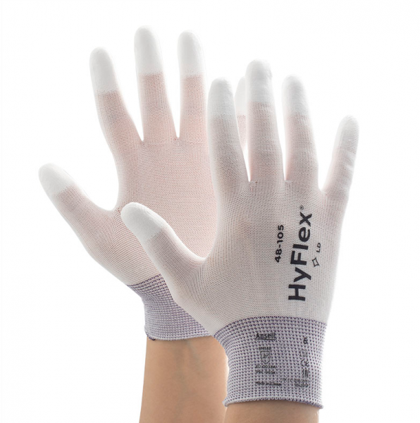 Ansell- HYFLEX® 48-105 Beyaz Parmak Uçları Kaplı Sensilite Poliüretan Kaplı Hassas İş Eldiveni 1 Çift (8 Beden / M) - 3
