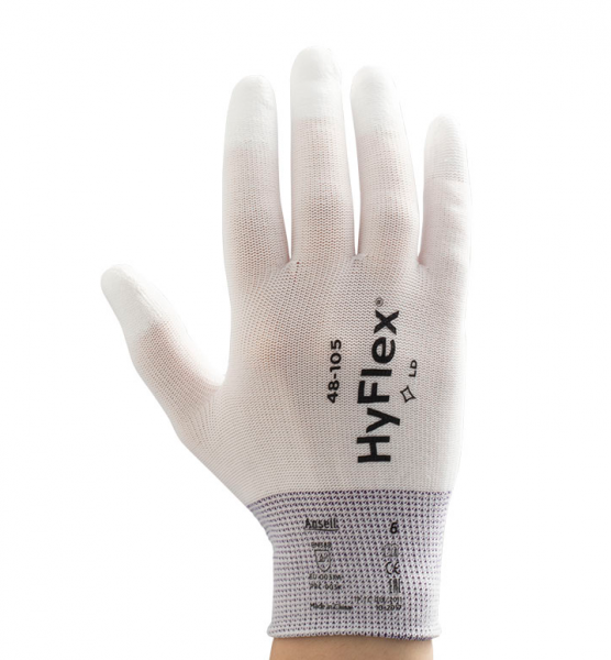 Ansell- HYFLEX® 48-105 Beyaz Parmak Uçları Kaplı Sensilite Poliüretan Kaplı Hassas İş Eldiveni 1 Çift (8 Beden / M) - 5