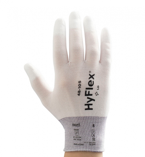 Ansell- HYFLEX® 48-105 Beyaz Parmak Uçları Kaplı Sensilite Poliüretan Kaplı Hassas İş Eldiveni (Çift-10) - 5