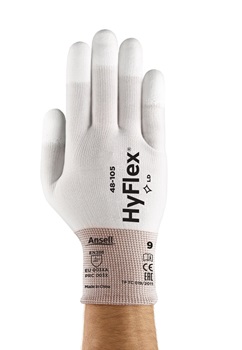 Ansell- - Ansell- HYFLEX® 48-105 Beyaz Parmak Uçları Kaplı Sensilite Poliüretan Kaplı Hassas İş Eldiveni (Çift-10)