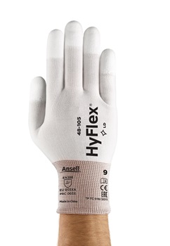 Ansell- HYFLEX® 48-105 Beyaz Parmak Uçları Kaplı Sensilite Poliüretan Kaplı Hassas İş Eldiveni (Çift-10) - Thumbnail