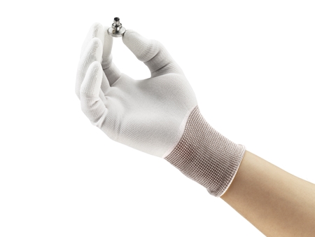 Ansell- HYFLEX® 48-105 Beyaz Parmak Uçları Kaplı Sensilite Poliüretan Kaplı Hassas İş Eldiveni (Çift-10) - Thumbnail