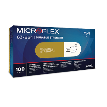 Ansell- Microflex® 63-864 Doğal Kauçuk Lateks Kimyasal ve Sıvı Koruyucu Eldiven (M) 100lü Paket - Thumbnail