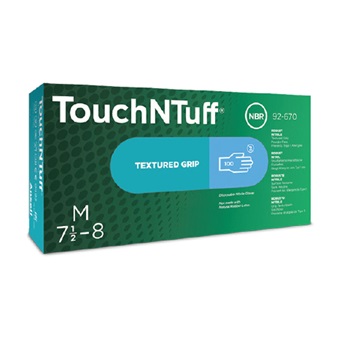 Ansell- TouchNTuff® 92-670 Tek Kullanımlık Pudrasız Endüstriyel Ağır İş Eldiveni (M) 100lü Paket