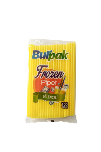 Burpak - Burpak Frozen Pipet Sarı 22cm 100lü