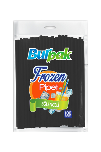 Burpak Frozen Siyah Pipet 7mm x 22cm - 100 Adet - Burpak