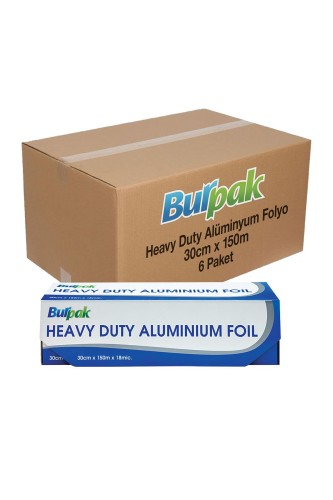 Burpak Heavy Duty Alüminyum Folyo 30cm x 150m 1 Adet x 6 Paket (Koli) - Thumbnail