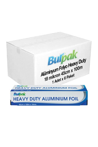 Burpak - Burpak Heavy Duty Alüminyum Folyo 45cm x 100 m 18mic x 6 Paket (Koli)