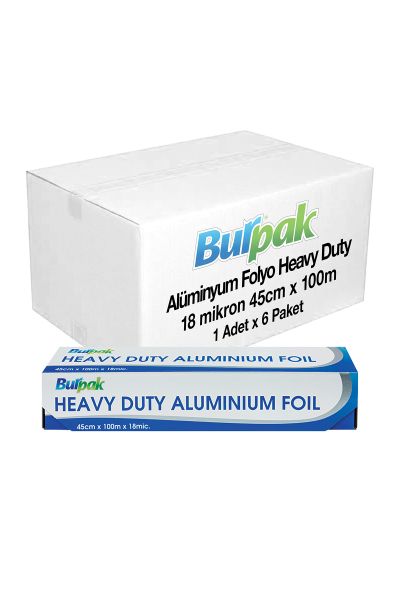 Burpak Heavy Duty Alüminyum Folyo 45cm x 100 m 18mic x 6 Paket (Koli)