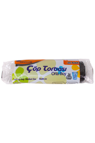 Canhome Orta Çöp Torbası Siyah 55x60cm 20 Adet - Kullan At Market