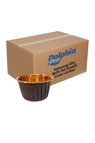Dolphin Muffin-Kek Kapsülü Kahverengi-Altın 25 Adet x 60 Paket-Koli - 1