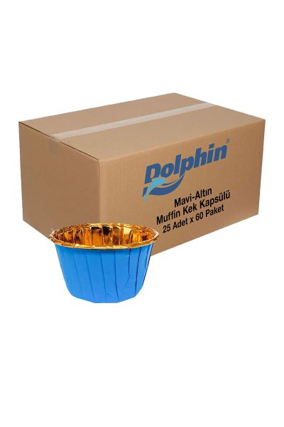 Dolphin Altın - Mavi Muffin Kek Kapsülü 25 Adet x 60 Paket Koli