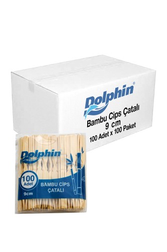 Dolphin - Dolphin Bambu Cips Çatalı 9cm 100lü x 100 Paket (Koli)