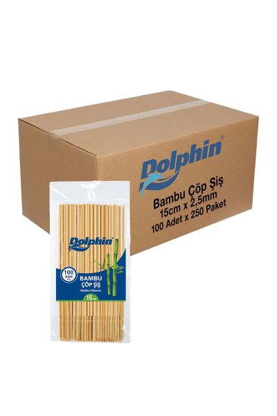 Dolphin Bambu Çöp Şiş 15cm x 2,5mm 100 Adet x 250 Paket (Koli)