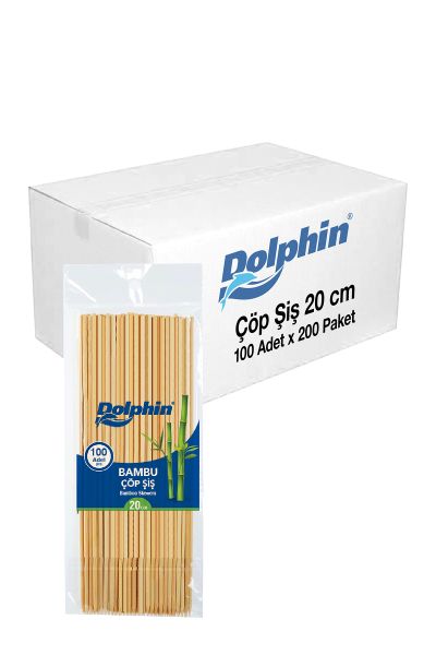 Dolphin Bambu Çöp Şiş 20cm x 2,5 mm 100lü x 200 Paket (Koli)