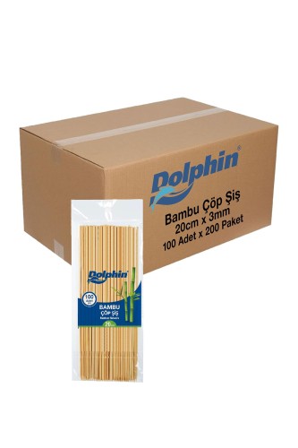 Dolphin - Dolphin Bambu Çöp Şiş 20cm x 3mm 100 adet x 200 Paket (Koli)