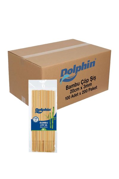 Dolphin Bambu Çöp Şiş 20cm x 3mm 100 adet x 200 Paket (Koli)