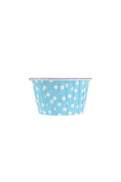 Roll-up Muffin Kek Kapsülü Açık Mavi Puantiyeli 50 Adet - 1