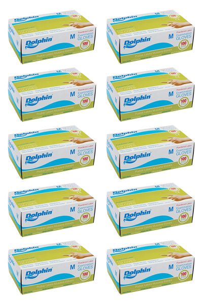 Dolphin Beyaz Lateks Eldiven Pudralı (M) 100lü Paket 10 Adet
