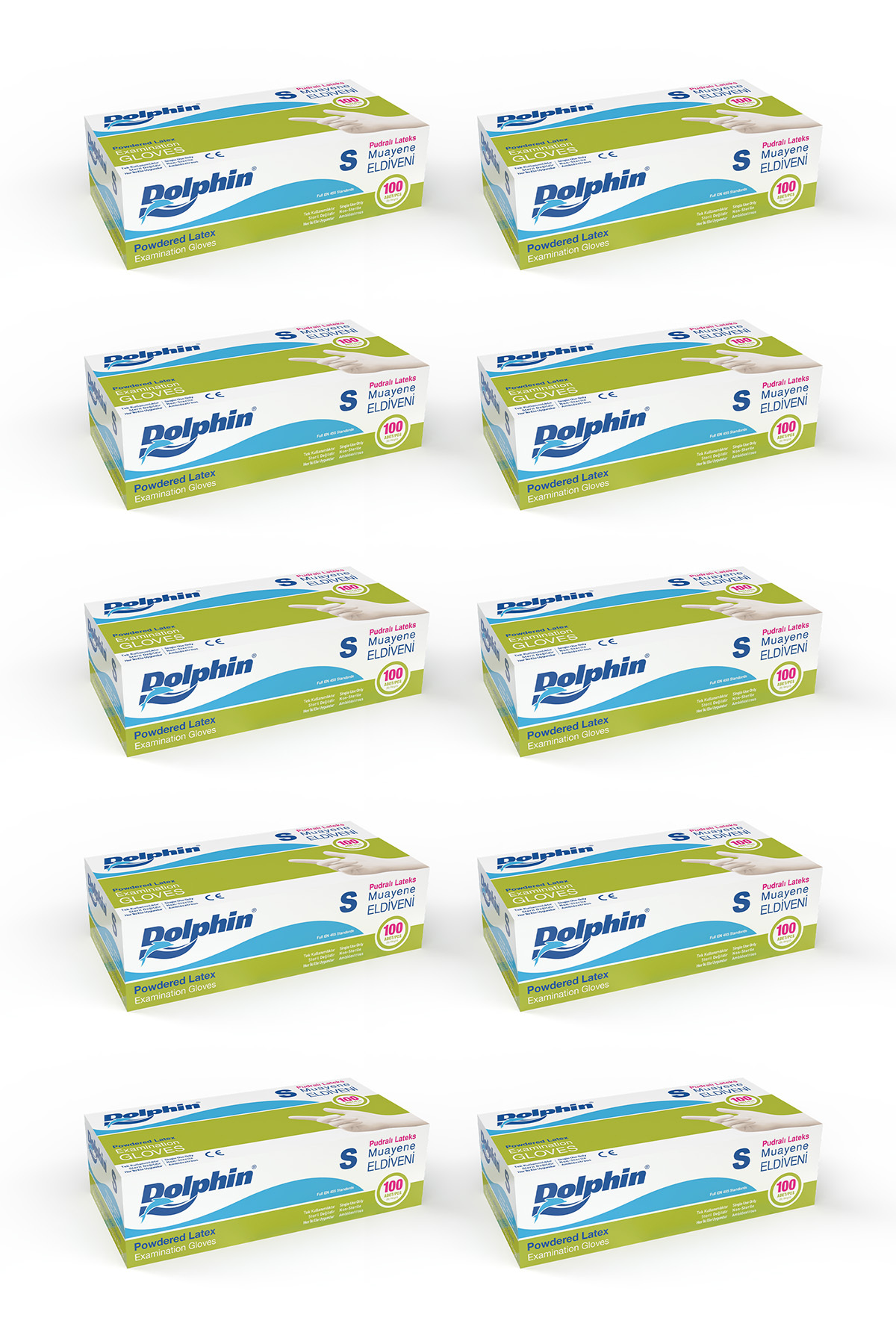 Dolphin Pudralı Lateks Muayene Eldiveni S Beden 100 Adet x 10 Paket - MDR