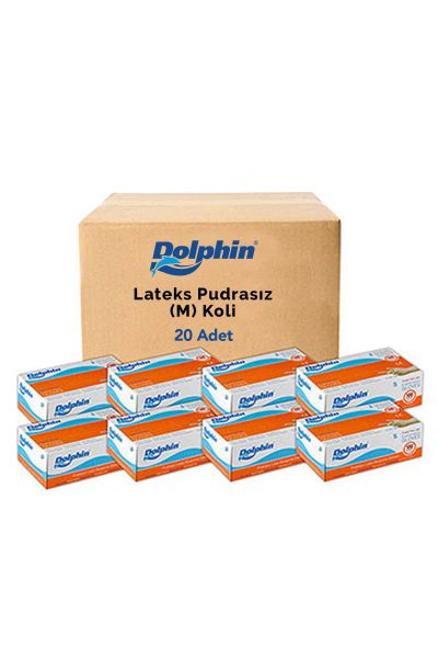 Dolphin Beyaz Lateks Eldiven Pudrasız (M) 20 PK x 100 Adet (Koli)