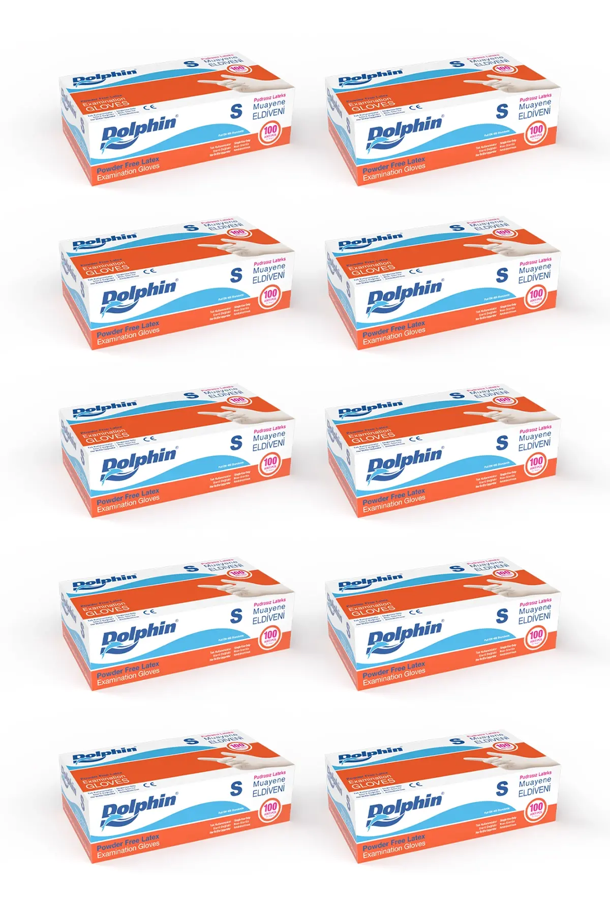 Dolphin Pudrasız Lateks Muayene Eldiveni S Beden 100 Adet x 10 Paket - MDR
