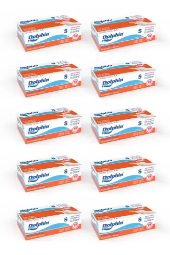 Dolphin Pudrasız Lateks Muayene Eldiveni S Beden 100 Adet x 10 Paket - MDR - Dolphin