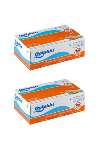 Dolphin - Dolphin Beyaz Lateks Eldiven Pudrasız (S) 100lü Paket 2 Adet
