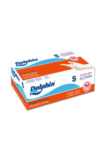 Dolphin Beyaz Lateks Eldiven Pudrasız (S) 100lü Paket