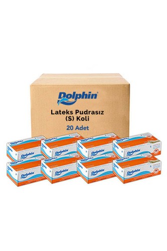 Dolphin - Dolphin Beyaz Lateks Eldiven Pudrasız (S) 20 PK x 100 Adet (Koli)