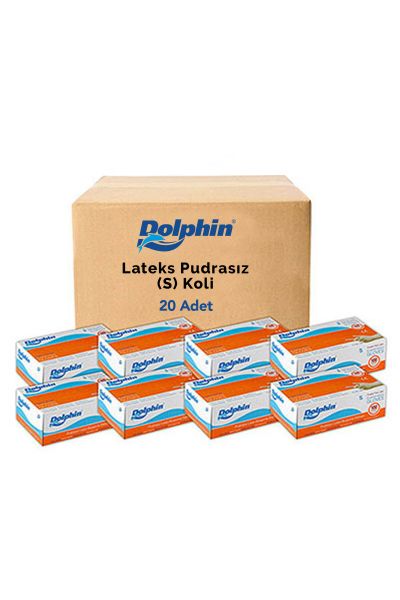 Dolphin Beyaz Lateks Eldiven Pudrasız (S) 20 PK x 100 Adet (Koli)