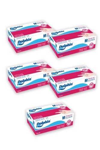 Dolphin - Dolphin Beyaz Vinil Eldiven Pudrasız (M) 100lü Paket 5 Adet