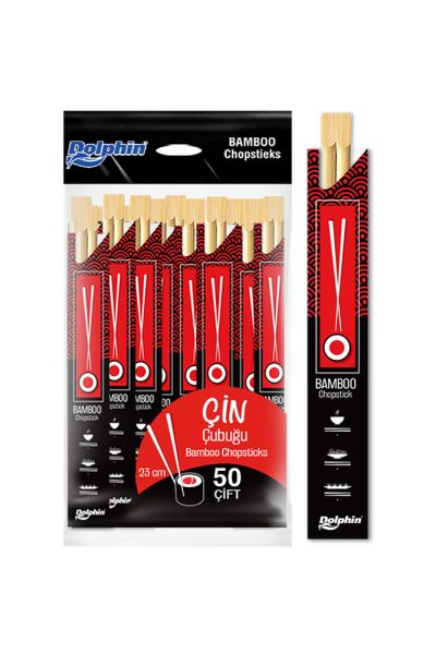 Dolphin Çin Yemek Çubuğu-Chopsticks 23cm 50 Çift x 30 Paket (Koli)