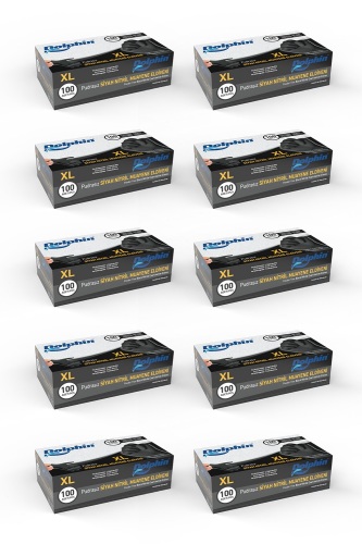 Dolphin Çok Amaçlı Siyah Nitril Eldiven XL 100 Adet x 10 Paket - Dolphin