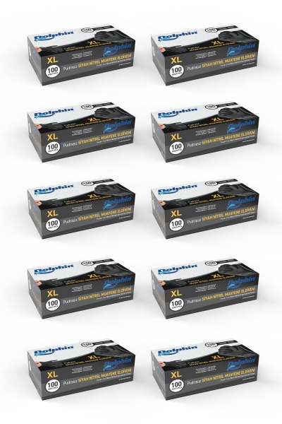 Dolphin Çok Amaçlı Siyah Nitril Eldiven XL 100 Adet x 10 Paket - 1