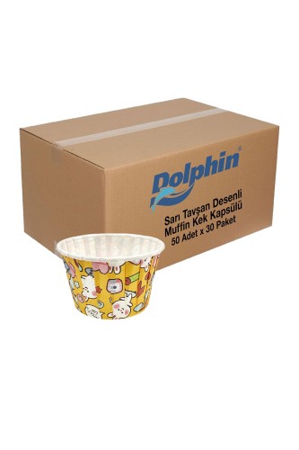 Roll-Up - Dolphin Sarı Tavşan Desenli Kek Kapsülü 50 Adet x 30 Paket Koli