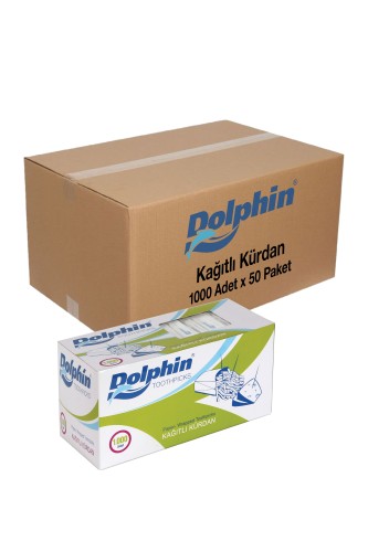 Dolphin - Dolphin Kağıtlı Kürdan 1000 Adet x 50 Paket (Koli)