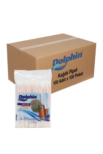Dolphin - Dolphin Kağıtlı Pipet 100 Adet x 100 Paket (Koli)
