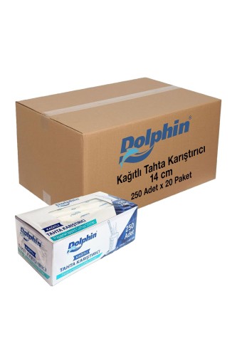 Dolphin - Dolphin Kağıtlı Tahta Karıştırıcı 14cm 250 Adet x 20 Paket (Koli)