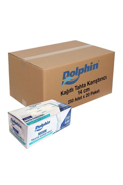 Dolphin Kağıtlı Tahta Karıştırıcı 14cm 250 Adet x 20 Paket (Koli)