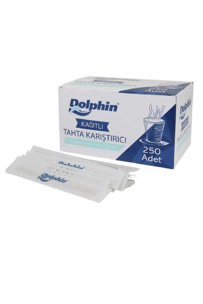 Dolphin Kağıtlı Tahta Karıştırıcı 18cm 250li