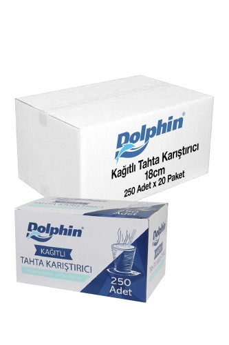 Dolphin - Dolphin Kağıtlı Tahta Karıştırıcı 18cm 250li x 20 Paket (Koli)