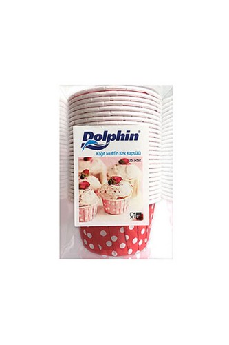 Dolphin Kırmızı Puantiyeli Muffin-Kek Kapsülü 25li - Thumbnail