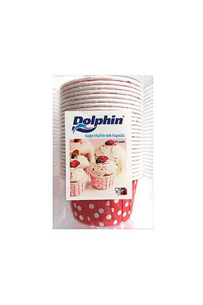 Dolphin Kırmızı Puantiyeli Muffin-Kek Kapsülü 25li